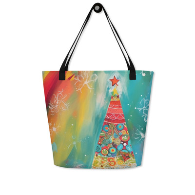 Tree top love all-over print large tote bag
