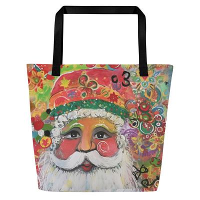 Santa All-Over Print Large Tote Bag