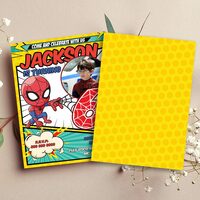 Spider Man Comic 6th Birthday Invitation, Spider Man Six Birthday Invitation Canva Editable Instant Download - Thumbnail 2