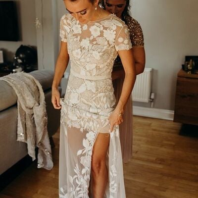 Sheath lace wedding dress bridal gowns,963