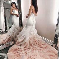 Blush Ombre Dreamy Wedding Dress, Sweetheartith Wedding Dress, Long Wedding Dress,964 - Thumbnail 1