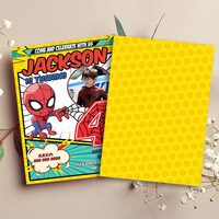 Spider Man Comic 4th Birthday Invitation, Spider Man Four Birthday Invitation Canva Editable Instant Download - Thumbnail 1
