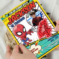 Spider Man Comic 4th Birthday Invitation, Spider Man Four Birthday Invitation Canva Editable Instant Download - Thumbnail 3