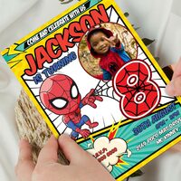 Spider Man Comic 8th Birthday Invitation, Spider Man Eight Birthday Invitation Canva Editable Instant Download - Thumbnail 2