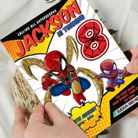 Spider Man Comic 8th Birthday Invitation, Spider Man Eight Birthday Invitation Canva Editable Instant Download - Thumbnail 2