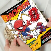Spider Man Comic 8th Birthday Invitation, Spider Man Eight Birthday Invitation Canva Editable Instant Download - Thumbnail 2