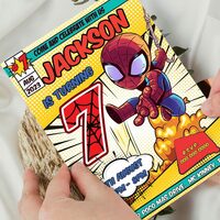 Spider Man Comic 7th Birthday Invitation, Spider Man Seven Birthday Invitation Canva Editable Instant Download - Thumbnail 3