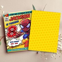 Spider Man Comic 8th Birthday Invitation, Spider Man Eight Birthday Invitation Canva Editable Instant Download - Thumbnail 1