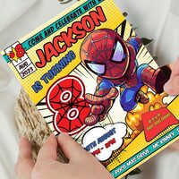 Spider Man Comic 8th Birthday Invitation, Spider Man Eight Birthday Invitation Canva Editable Instant Download - Thumbnail 3