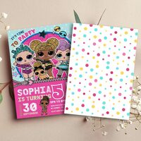 LOL Surprise Birthday Girl Invitation Canva Editable Instant Download - Thumbnail 1