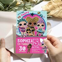 LOL Surprise Birthday Girl Invitation Canva Editable Instant Download - Thumbnail 2