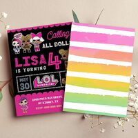 LOL Surprise Birthday Girl Invitation Canva Editable Instant Download - Thumbnail 1