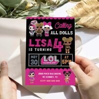 LOL Surprise Birthday Girl Invitation Canva Editable Instant Download - Thumbnail 2
