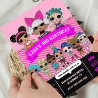 LOL Surprise Birthday Girl Invitation Canva Editable Instant Download - Thumbnail 3
