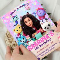 Gabby's Dollhouse Birthday Invitation Canva Editable Instant Download - Thumbnail 3