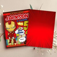Iron Man Birthday Invitation Canva Editable Instant Download - Thumbnail 1