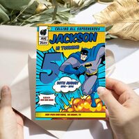 Batman ANY AGE Birthday Invitation Comic Style Canva Editable Instant Download - Thumbnail 3