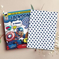 Captain America Comic 9th Birthday Invitation Comic Style Canva Editable Instant Download - Thumbnail 1