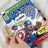 Captain America Comic 9th Birthday Invitation Comic Style Canva Editable Instant Download - Thumbnail 3