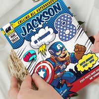 Captain America Comic 8th Birthday Invitation Comic Style Canva Editable Instant Download - Thumbnail 2