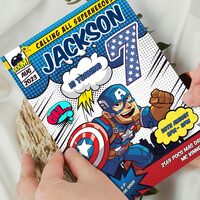 Captain America Comic 7th Birthday Invitation Comic Style Canva Editable Instant Download - Thumbnail 3