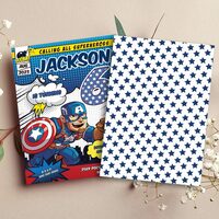 Captain America Comic 6thbBirthday Invitation Comic Style Canva Editable Instant Download - Thumbnail 1