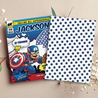 Captain America Comic 4th Birthday Invitation Comic Style Canva Editable Instant Download - Thumbnail 1
