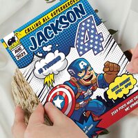 Captain America Comic 4th Birthday Invitation Comic Style Canva Editable Instant Download - Thumbnail 2