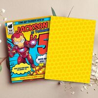 Iron Man ANY AGE Birthday Invitation Comic Style Canva Editable Instant Download - Thumbnail 1