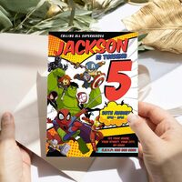 Superheroes ANY AGE Birthday Invitation Comic Style Canva Editable Instant Download - Thumbnail 2