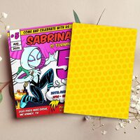 Spider Gwen ANY AGE Birthday Invitation Comic Style Canva Editable Instant Download - Thumbnail 1