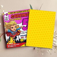 Super Girl ANY AGE Birthday Invitation Comic Style Canva Editable Instant Download - Thumbnail 1