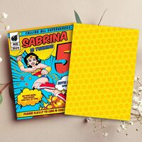 Wonder Woman ANY AGE Birthday Invitation Comic Style Canva Editable Instant Download - Thumbnail 1