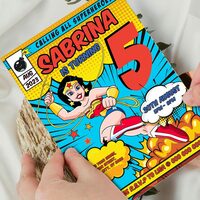 Wonder Woman ANY AGE Birthday Invitation Comic Style Canva Editable Instant Download - Thumbnail 3