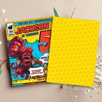 Hellboy ANY AGE Birthday Invitation Comic Style Canva Editable Instant Download - Thumbnail 1