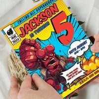 Hellboy ANY AGE Birthday Invitation Comic Style Canva Editable Instant Download - Thumbnail 2