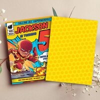 Flash ANY AGE Birthday Invitation Comic Style Canva Editable Instant Download - Thumbnail 1