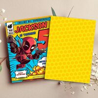 Deadpool ANY AGE Birthday Invitation Comic Style Canva Editable Instant Download - Thumbnail 1