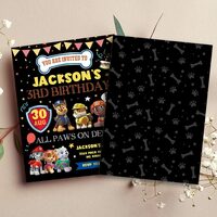 Paw Patrol ANY AGE Birthday Invitation Comic Style Canva Editable Instant Download - Thumbnail 1