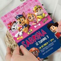 Paw Patrol ANY AGE Birthday Girl Invitation Comic Style Canva Editable Instant Download - Thumbnail 3