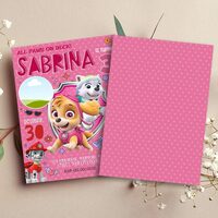 Skye Paw Patrol ANY AGE Birthday Girl Invitation Comic Style Canva Editable Instant Download - Thumbnail 1