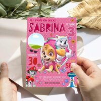 Skye Paw Patrol ANY AGE Birthday Girl Invitation Comic Style Canva Editable Instant Download - Thumbnail 2