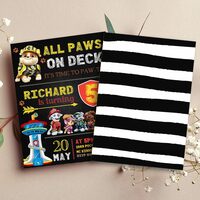 Paw Patrol Rubble ANY AGE Birthday Girl Invitation Comic Style Canva Editable Instant Download - Thumbnail 1