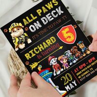 Paw Patrol Rubble ANY AGE Birthday Girl Invitation Comic Style Canva Editable Instant Download - Thumbnail 3