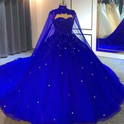 Vintage mermaid royal blue appliques prom dresses