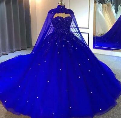 Vintage Mermaid Royal Blue Appliques Prom Dresses