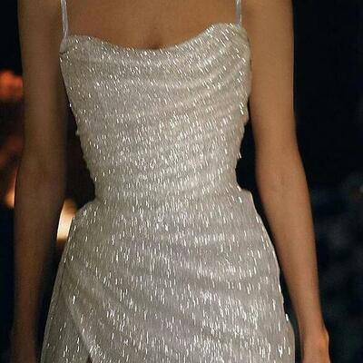 Mermaid / trumpet glittering sleeveless scoop neck tulle prom dresses