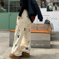 Cartoon Animals Print Fleece Sweatpants - Thumbnail 5