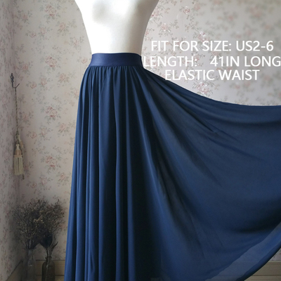 Chiffon maxi skirt outfit, maxi chiffon skirts, wedding bridesmaid chiffon skirt, high waist, custom any size - Thumbnail 1