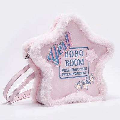 Y2k pink star furry backpack - Thumbnail 4
